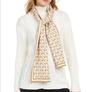 NWT MICHAEL Michael Kors Bordered MK Muffler Scarf